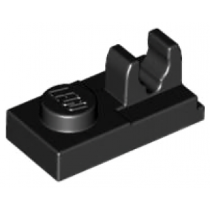 plaat 1x2 met clip bovenop black